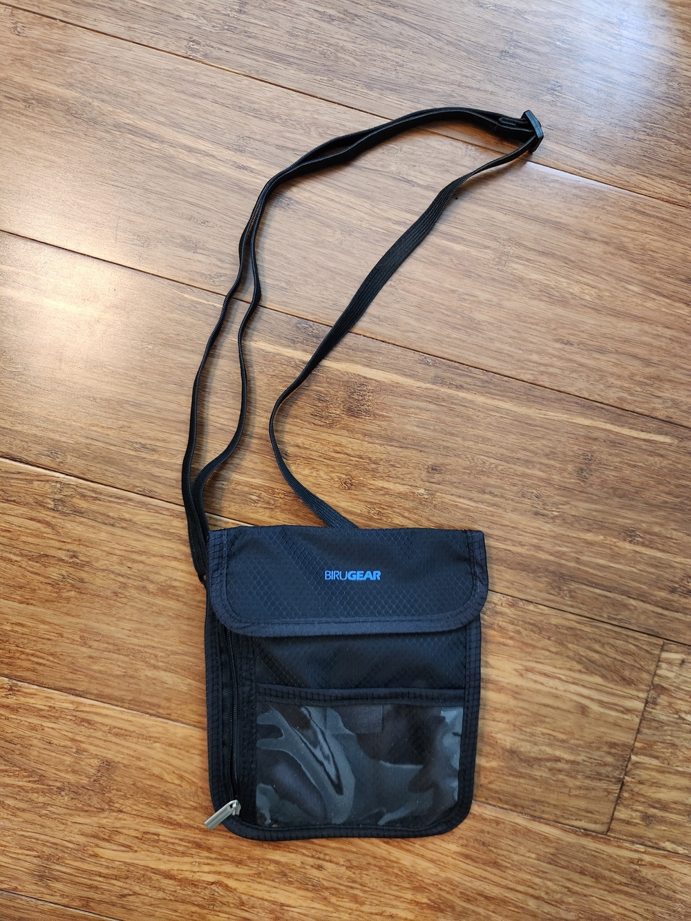 Black Passport Holder Small Travel Wallet Neck Pouch Bag